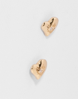 bright heart earrings in vermeil, sterling silver plated in 18k yellow gold with ethical diamonds, detail view. Carlota Guardia Jewelry
