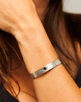 Reptilia Mini silver bracelet with natural gemstone, second on-wrist example.