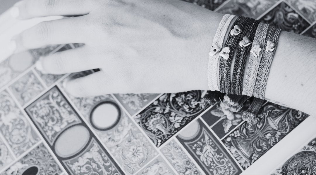 Sterling silver, natural gemstone setting in recycled 18kt yellow gold