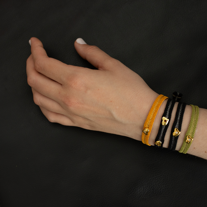 LES AMOURS Color bracelet: Golden vermeil hearts