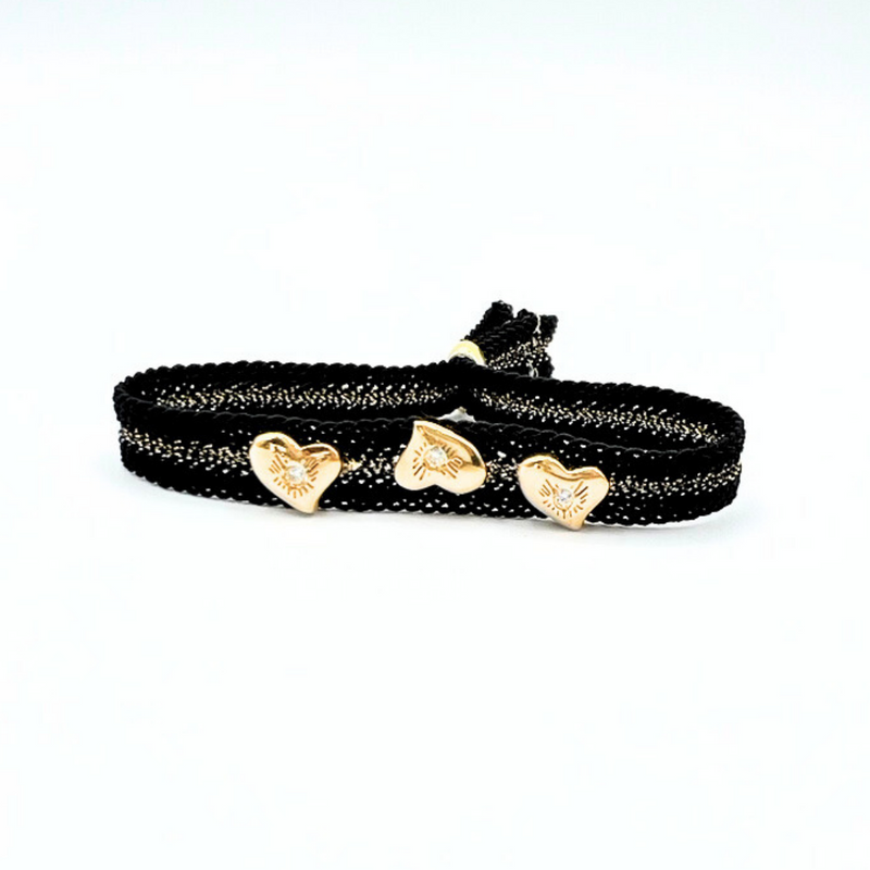 LES AMOURS Color bracelet: Golden vermeil hearts