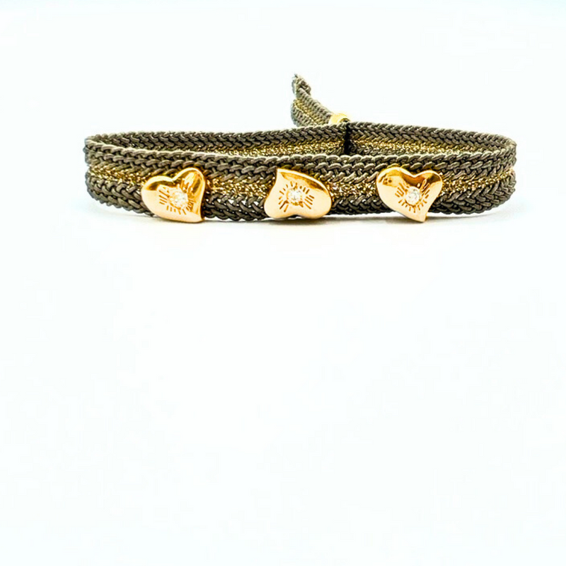 LES AMOURS Color bracelet: Golden vermeil hearts