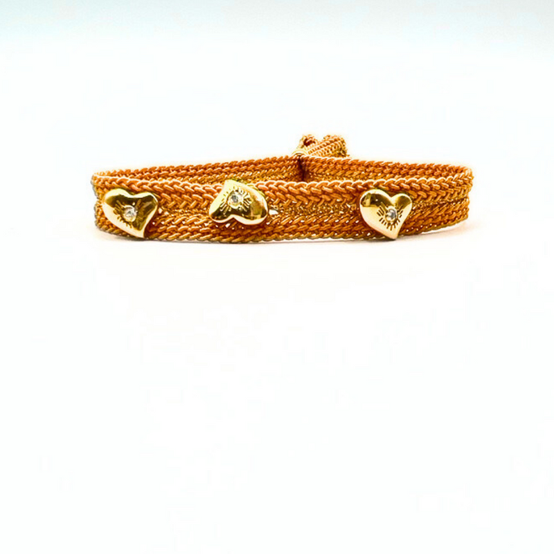 LES AMOURS Color bracelet: Golden vermeil hearts