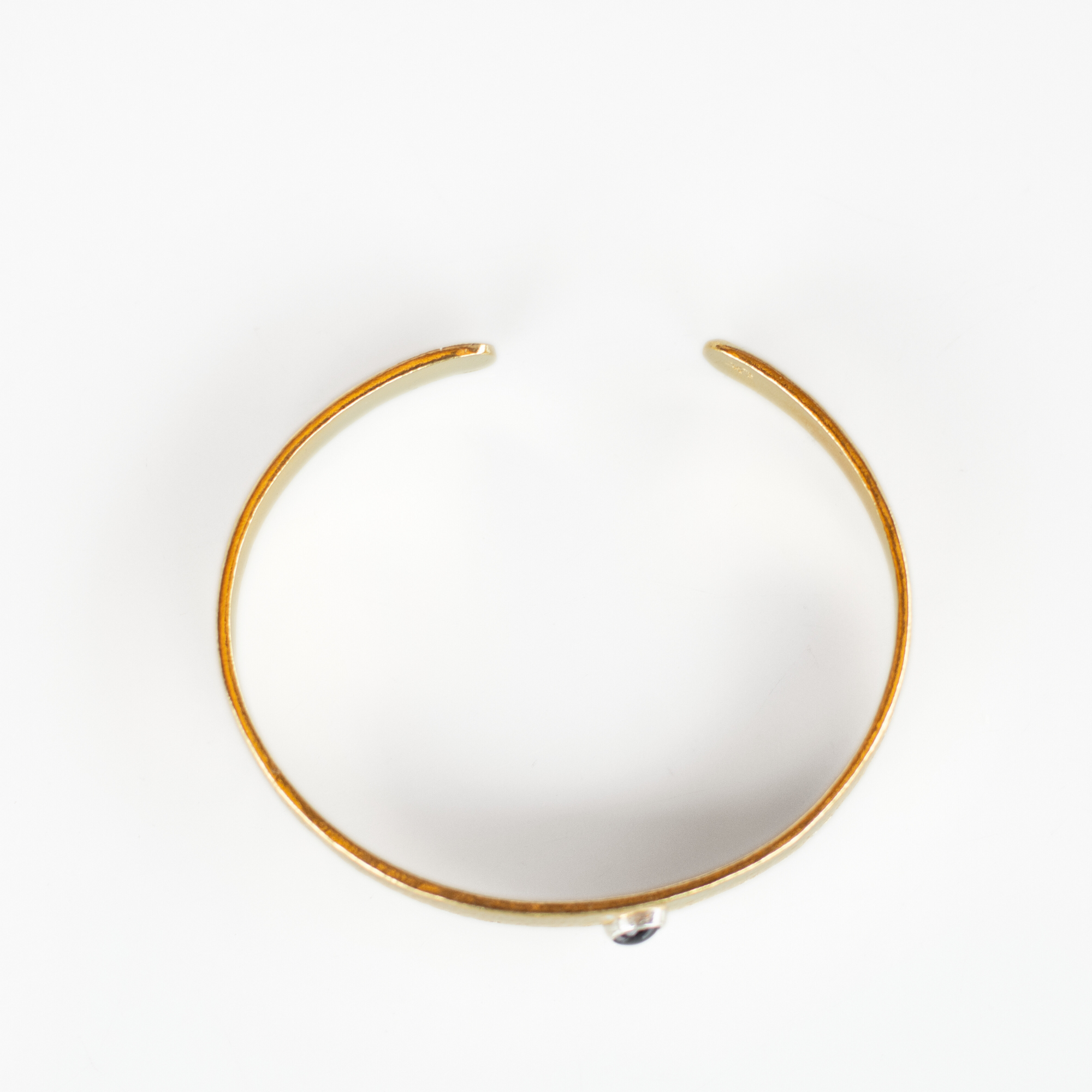 Reptilia Minima cuff in vermeil (18k gold over recycled silver) with natural gemstone, alternate front view.