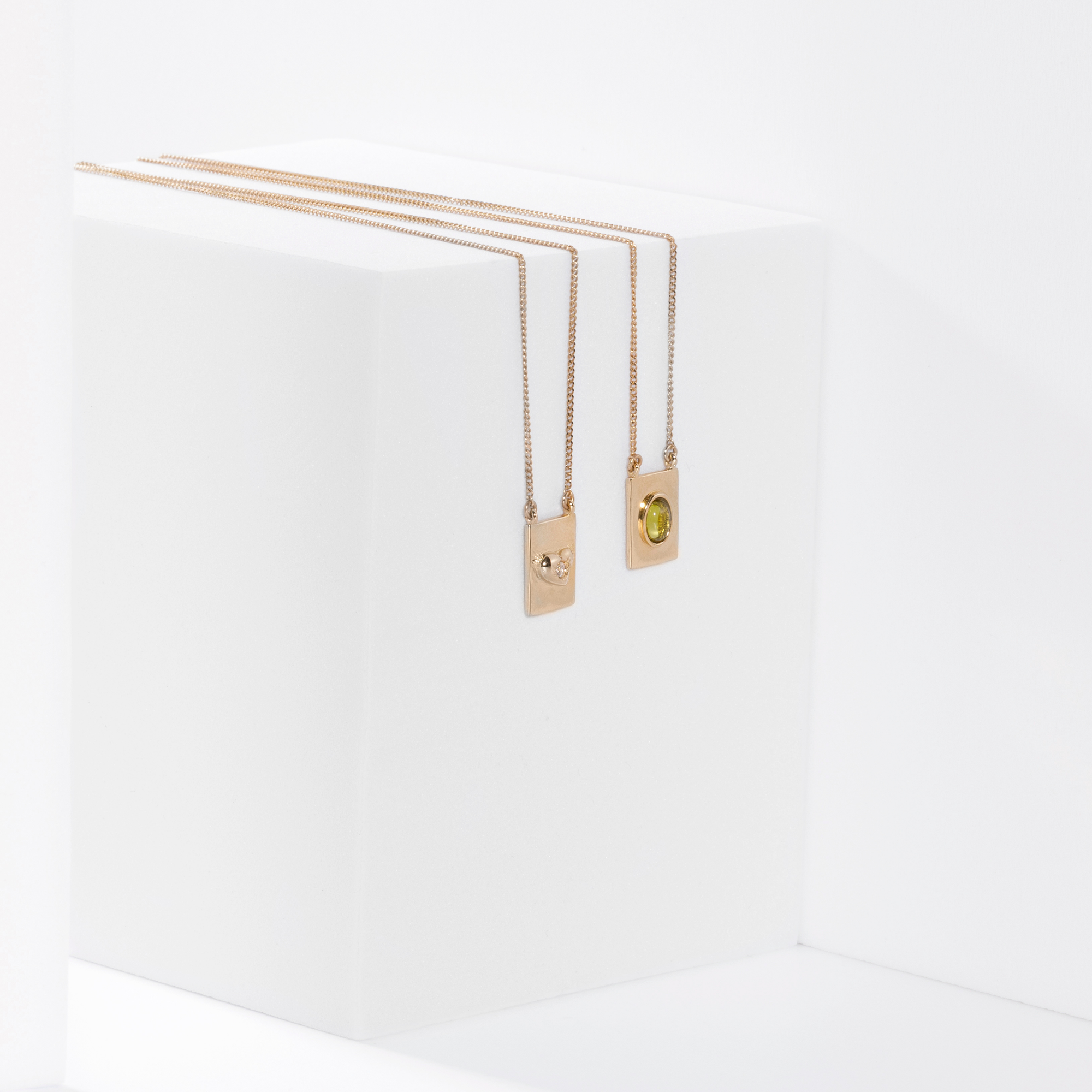 Grace scapular necklace by Carlota Guardia from the Be Grateful collection, designed to support a daily gratitude ritual, crafted in recycled gold with natural gemstone.