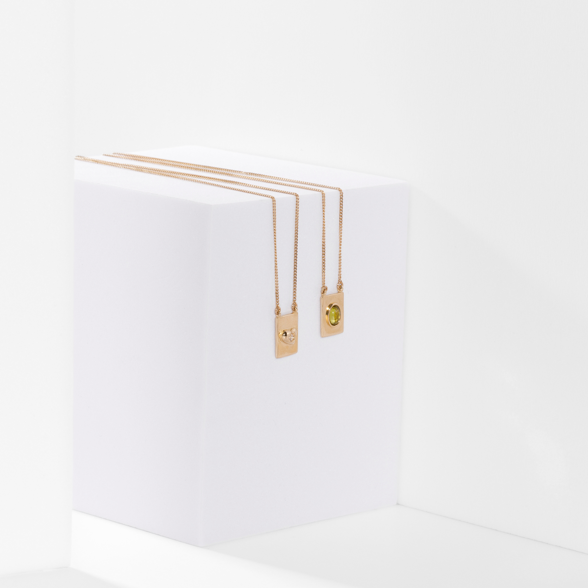 Grace scapular necklace by Carlota Guardia Jewelry from the Be Grateful collection, designed to support a daily gratitude ritual, crafted in recycled gold with natural gemstone.