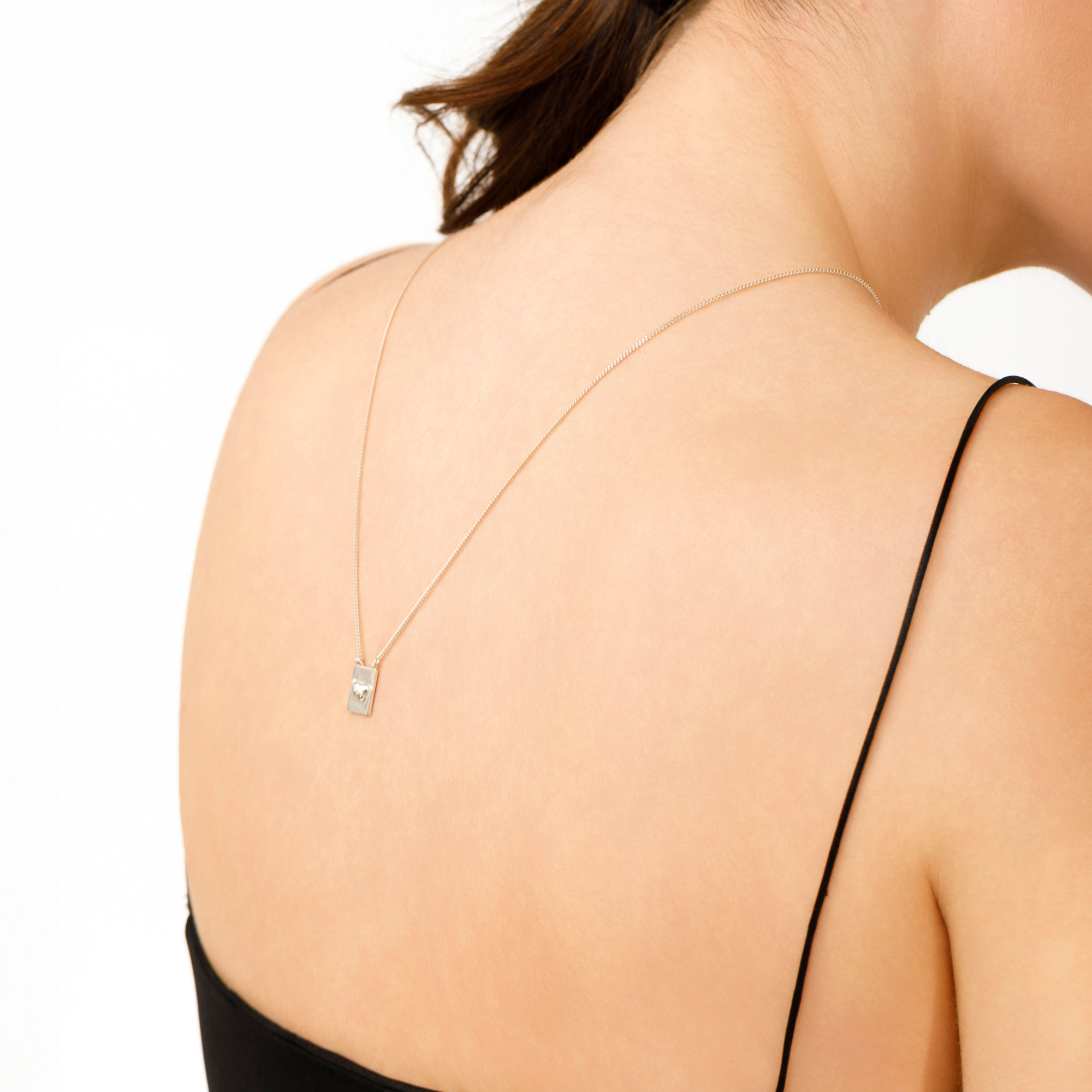 Grace scapular necklace by Carlota Guardia Jewelry from the Be Grateful collection, designed to support a daily gratitude ritual, crafted in recycled sterling silver with a natural gemstone.