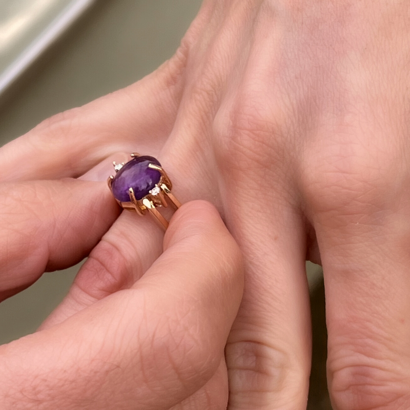 KINETIC Ring Yellow and Purple series:  Gold and diamonds.