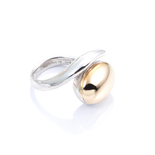 COCOON SNAKE Ring: sterling silver and gold