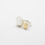 COCOON DOUBLE SPHERE Ring: gold and sterling silver